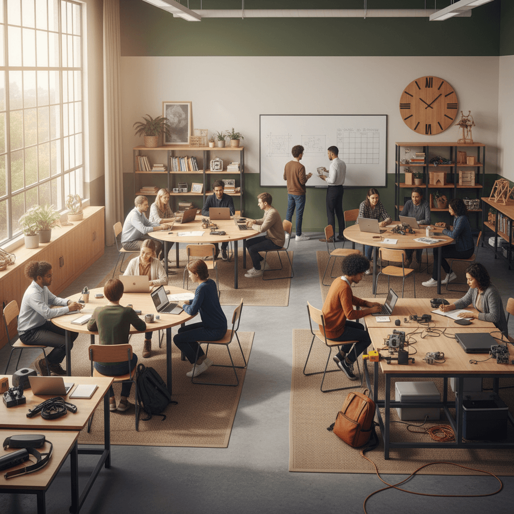 Flexible training environment with learners at their own pace